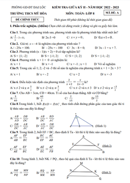 đề giữa kỳ 2 toán 8 năm 2022 – 2023 trường thcs mỹ hòa – quảng nam