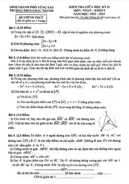 đề giữa kỳ 2 toán 9 năm 2022 – 2023 trường thcs châu thành – br vt