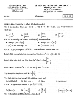 đề học kì 1 toán 10 năm 2022 – 2023 trường thpt đống đa – hà nội