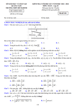 đề học kì 1 toán 10 năm 2023 – 2024 trường thpt hồ nghinh – quảng nam