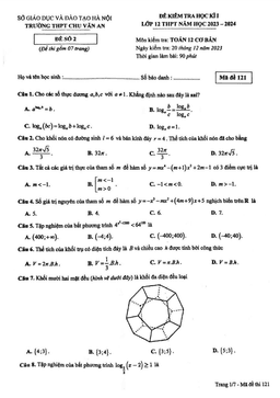 đề học kì 1 toán 12 năm 2023 – 2024 trường thpt chu văn an – hà nội
