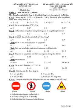 đề học kì 1 toán 6 năm 2023 – 2024 phòng gd&đt vũ thư – thái bình