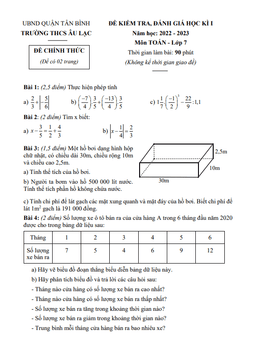 đề học kì 1 toán 7 năm 2022 – 2023 trường thcs âu lạc – tp hcm