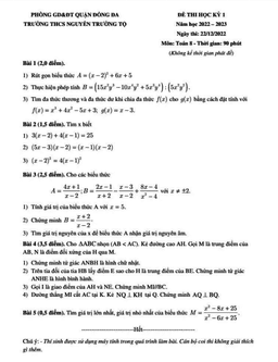 đề học kì 1 toán 8 năm 2022 – 2023 trường thcs nguyễn trường tộ – hà nội