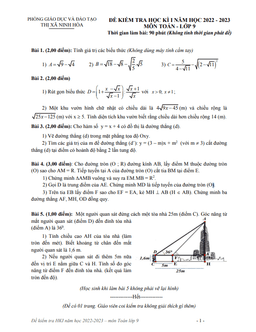 đề học kì 1 toán 9 năm 2022 – 2023 phòng gd&đt ninh hòa – khánh hòa