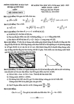 đề học kì 1 toán 9 năm 2022 – 2023 phòng gd&đt xuyên mộc – br vt