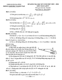 đề học kì 1 toán 9 năm 2023 – 2024 phòng gd&đt ba đình – hà nội