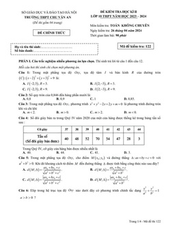 đề học kì 2 toán 10 năm 2023 – 2024 trường thpt chu văn an – hà nội