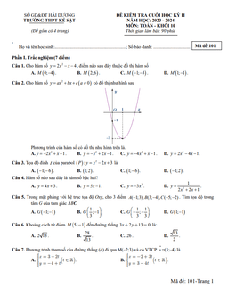 đề học kì 2 toán 10 năm 2023 – 2024 trường thpt kẻ sặt – hải dương