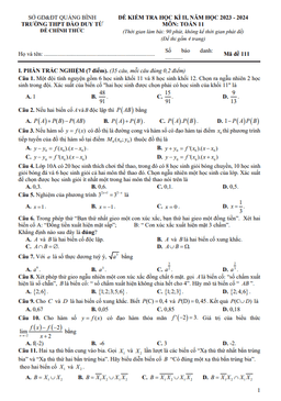 đề học kì 2 toán 11 năm 2023 – 2024 trường thpt đào duy từ – quảng bình