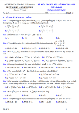 đề học kì 2 toán 12 năm 2022 – 2023 trường thpt lương thế vinh – quảng ngãi