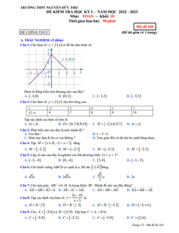 đề học kỳ 1 toán 10 năm 2022 – 2023 trường thpt nguyễn hữu thọ – tp hcm