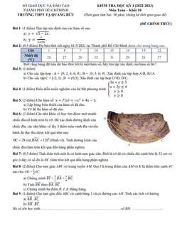 đề học kỳ 1 toán 10 năm 2022 – 2023 trường thpt tạ quang bửu – tp hcm