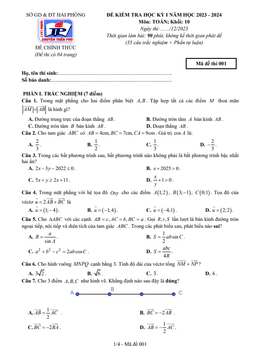 đề học kỳ 1 toán 10 năm 2023 – 2024 trường chuyên trần phú – hải phòng