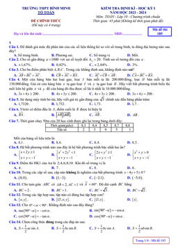 đề học kỳ 1 toán 10 năm 2023 – 2024 trường thpt bình minh – vĩnh long