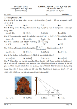 đề học kỳ 1 toán 10 năm 2023 – 2024 trường thpt phan ngọc hiển – cà mau