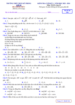 đề học kỳ 1 toán 10 năm 2023 – 2024 trường thpt trần kỳ phong – quảng ngãi