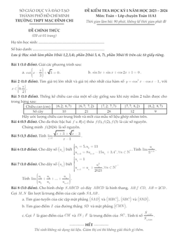 đề học kỳ 1 toán 11 năm 2023 – 2024 trường thpt mạc đĩnh chi – tp hcm