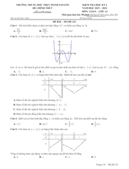 đề học kỳ 1 toán 12 năm 2023 – 2024 trường th thực hành sài gòn – tp hcm