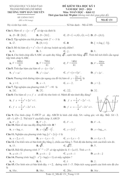 đề học kỳ 1 toán 12 năm 2023 – 2024 trường thpt hàn thuyên – tp hcm