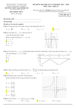 đề học kỳ 1 toán 12 năm 2023 – 2024 trường thpt mạc đĩnh chi – tp hcm