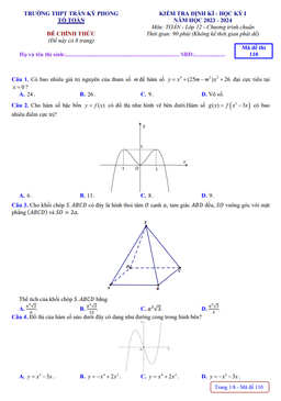 đề học kỳ 1 toán 12 năm 2023 – 2024 trường thpt trần kỳ phong – quảng ngãi