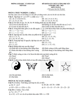đề học kỳ 1 toán 6 năm 2022 – 2023 phòng gd&đt tiền hải – thái bình