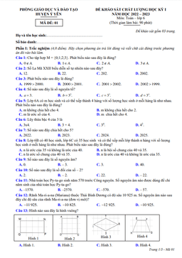 đề học kỳ 1 toán 6 năm 2022 – 2023 phòng gd&đt ý yên – nam định