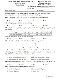 đề học kỳ 1 toán 6 năm 2022 – 2023 trường thực hành sài gòn – tp hcm