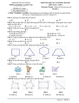 đề học kỳ 1 toán 6 năm 2023 – 2024 phòng gd&đt núi thành – quảng nam