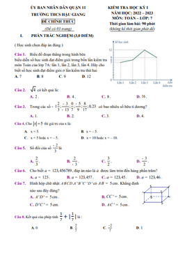 đề học kỳ 1 toán 7 năm 2022 – 2023 trường thcs hậu giang – tp hcm