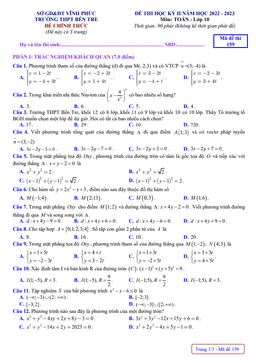 đề học kỳ 2 toán 10 năm 2022 – 2023 trường thpt bến tre – vĩnh phúc