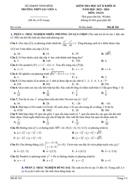 đề học kỳ 2 toán 10 năm 2023 – 2024 trường thpt gia viễn a – ninh bình