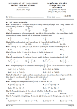 đề học kỳ 2 toán 10 năm 2023 – 2024 trường thpt mạc đĩnh chi – hải phòng