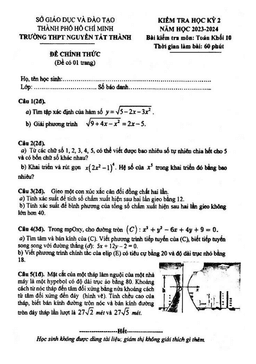 đề học kỳ 2 toán 10 năm 2023 – 2024 trường thpt nguyễn tất thành – tp hcm