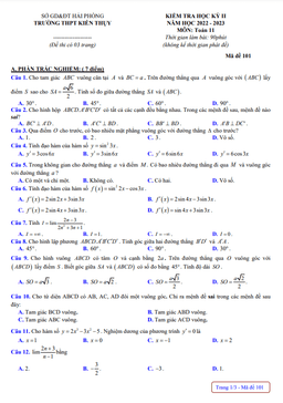 đề học kỳ 2 toán 11 năm 2022 – 2023 trường thpt kiến thụy – hải phòng