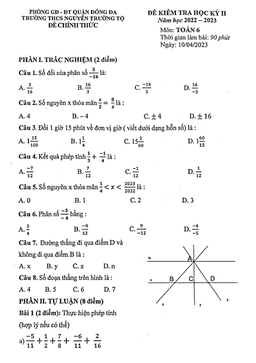 đề học kỳ 2 toán 6 năm 2022 – 2023 trường thcs nguyễn trường tộ – hà nội