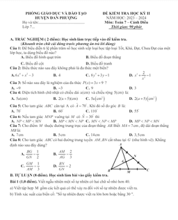 đề học kỳ 2 toán 7 năm 2023 – 2024 phòng gd&đt đan phượng – hà nội