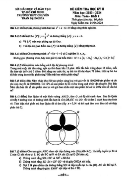đề học kỳ 2 toán 9 năm 2023 – 2024 trường chuyên trần đại nghĩa – tp hcm