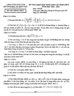 đề học sinh giỏi cấp tỉnh toán 9 năm 2022 – 2023 sở gd&đt kon tum
