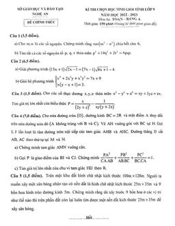 đề học sinh giỏi cấp tỉnh toán 9 năm 2022 – 2023 sở gd&đt nghệ an