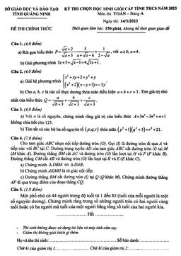 đề học sinh giỏi cấp tỉnh toán thcs năm 2022 – 2023 sở gd&đt quảng ninh