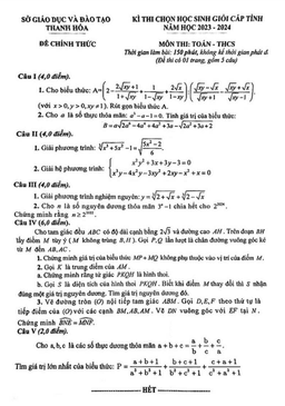 đề học sinh giỏi cấp tỉnh toán thcs năm 2023 – 2024 sở gd&đt thanh hóa