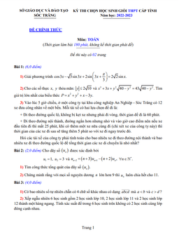 đề học sinh giỏi cấp tỉnh toán thpt năm 2022 – 2023 sở gd&đt sóc trăng