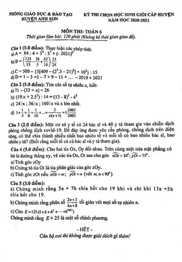 đề học sinh giỏi huyện toán 6 năm 2020 – 2021 phòng gd&đt anh sơn – nghệ an