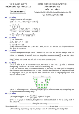 đề học sinh giỏi huyện toán 6 năm 2021 – 2022 phòng gd&đt quế võ – bắc ninh