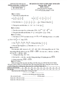 đề học sinh giỏi huyện toán 7 năm 2018 – 2019 phòng gd&đt nho quan – ninh bình