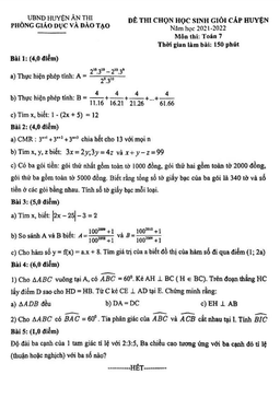 đề học sinh giỏi huyện toán 7 năm 2021 – 2022 phòng gd&đt ân thi – hưng yên