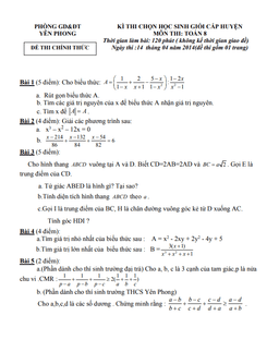 đề học sinh giỏi huyện toán 8 năm 2013 – 2014 phòng gd&đt yên phong – bắc ninh