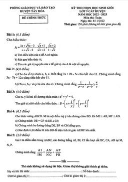 đề học sinh giỏi huyện toán 9 năm 2022 – 2023 phòng gd&đt tây hòa – phú yên